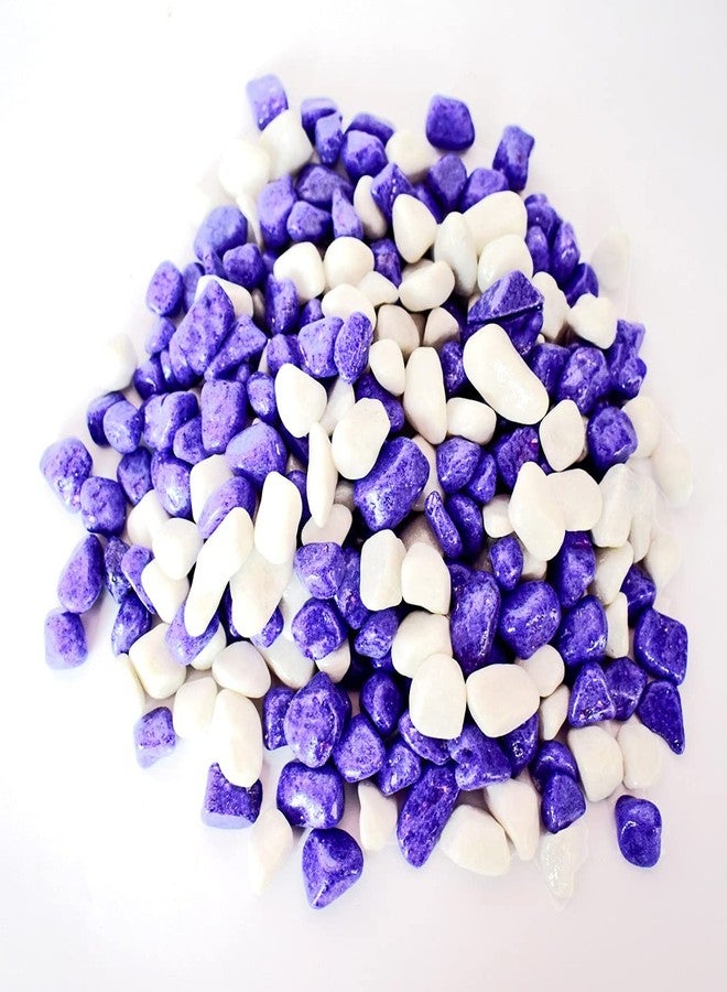 Power Stone Decorative Coloured Asymmetric Marble Stone Pebbles for Vase Filler Plant Pots Home Aquarium Fish Tanks Landscape Outdoor Garden Decoration (Purple & White, 2Kg) - Image 4